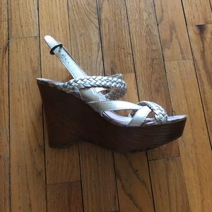 WORN ONCE wooden gold wedge